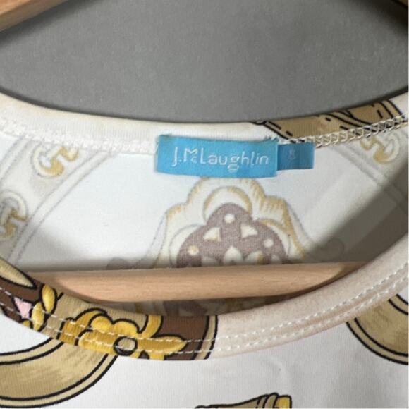 J. McLaughlin Signature Top Cream/Brown Westminster Women Size S - Picture 2 of 7